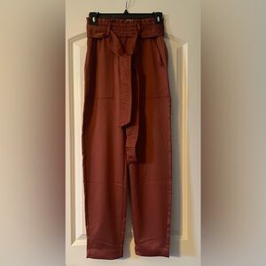 Abercrombie Satin Pants with Elastic Waist and Tie Belt